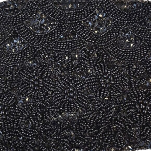 VTG 50s 60s Black Handmade Hong Kong Beaded Sequins Kiss Lock Clutch - Picture 5 of 16